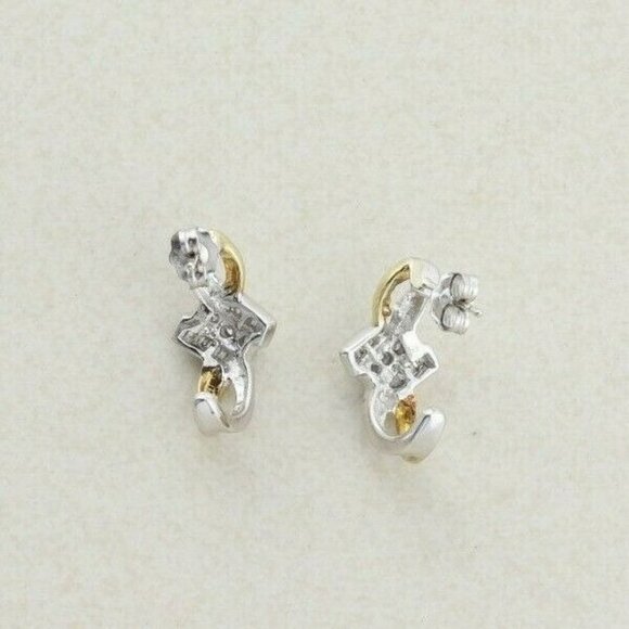 10k Yellow Gold Diamond Earrings J Hoop Earrings  .25 tcw hoops - Picture 9 of 9